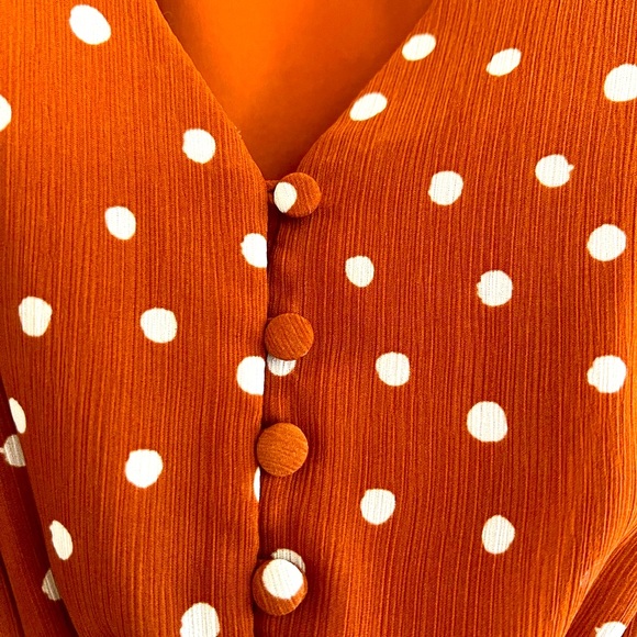 Madewell Orange Puff Sleeve V-Neck Sundress - Picture 9 of 10